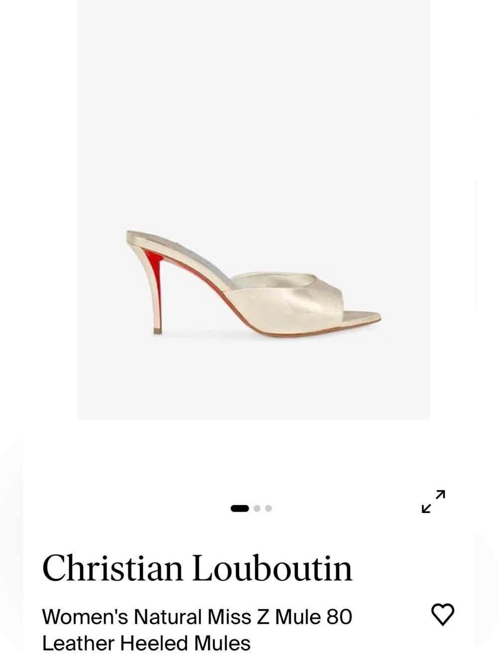 Christian Louboutin ivory satin Miss Z 80 mule with red sole